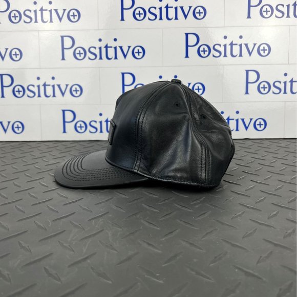 Buscemi Postback Black Smooth Cow Leather Hat SAMPLE - Picture 3 of 8
